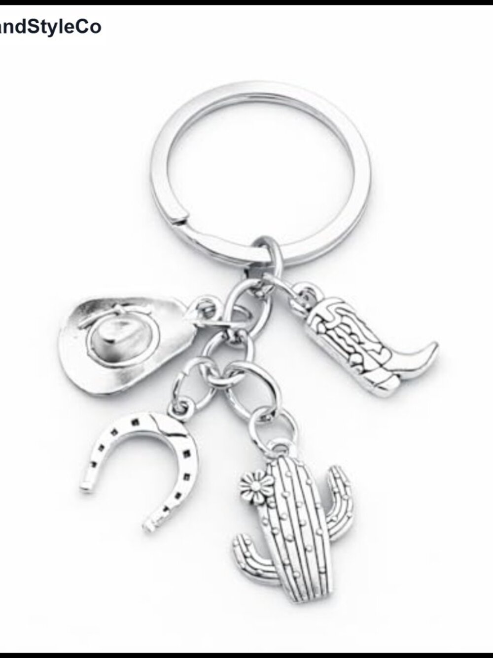 Western Cowgirl Keychain Cactus Cowboy Hat Boot Horseshoe Bag Charm Keyring